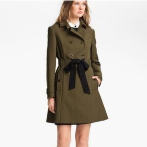 Miss Wu Army Green Coat with Notched Lapel and Belt